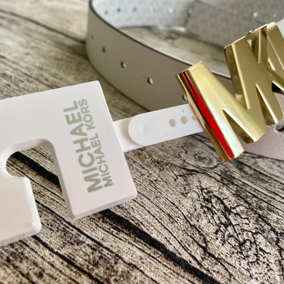 NWT! Michael Kors reversible waist belt in white leather and MK logos. S and M - Picture 13 of 16